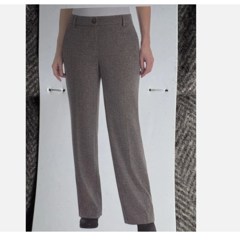 Hilary Radley Women's Front Slash Pockets Stretch Brushed Pants Brown - Picture 1 of 4